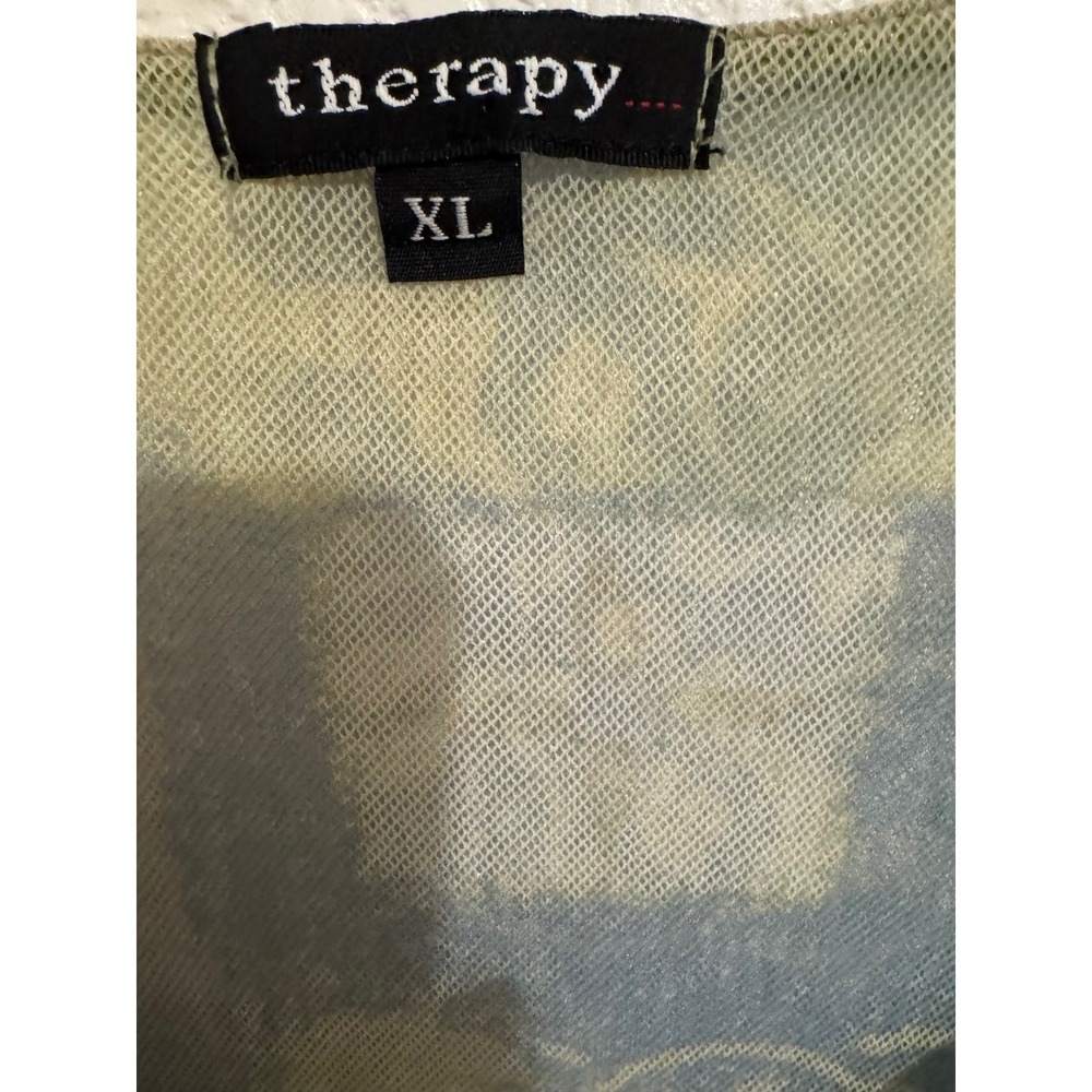 Y2K Mesh Top Women's Size XL Green Blue Patchwork Top Fairy 90's Whimsigoth - Picture 3 of 12